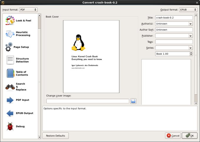 Convert, EPUB example