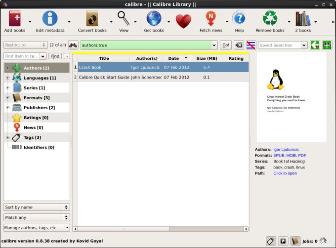 Calibre, main interface