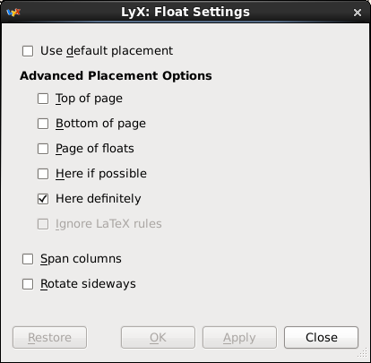 Figure float options