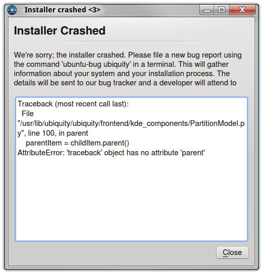 Installer crash
