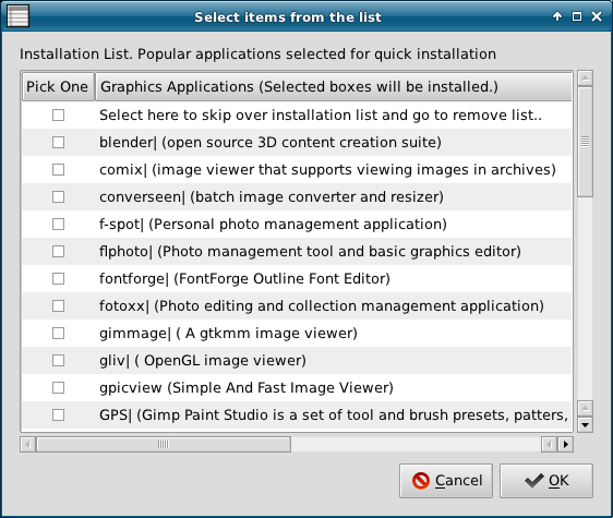 Per category, package management