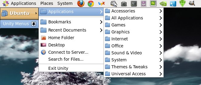 Unity menu