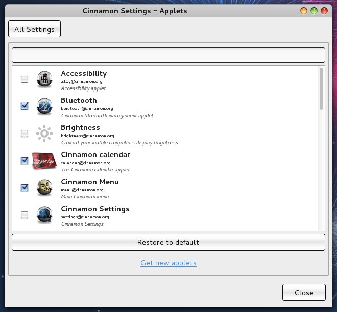 Various Cinnamon settings