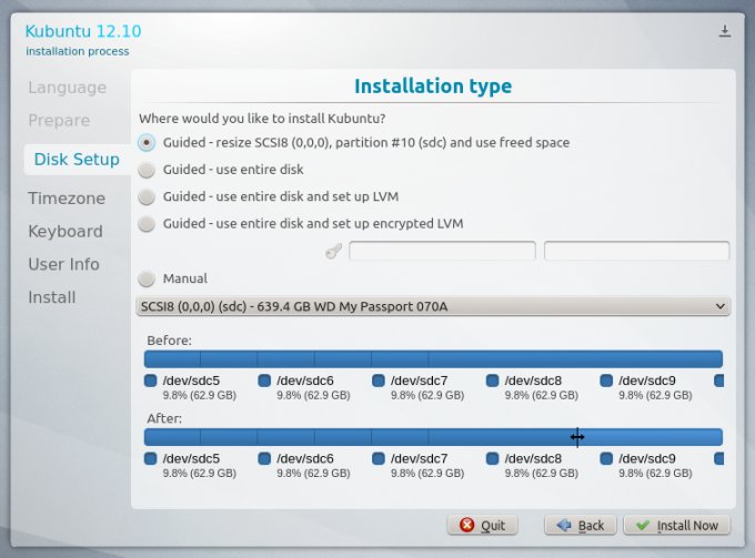 Suggested partitioning