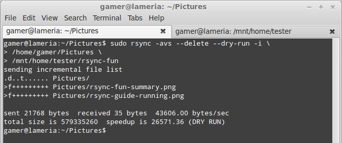 Dry run and incremental list