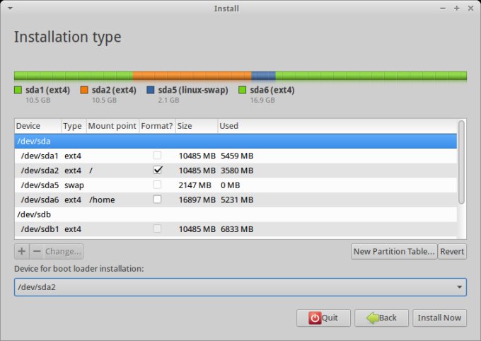 Partition setup