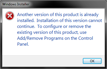 Uninstall old version message