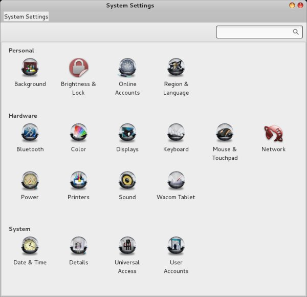 System settings, no border