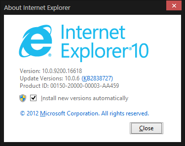 IE10 about window