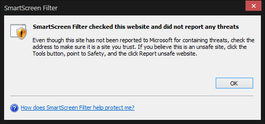 SmartScreen Filter, not good