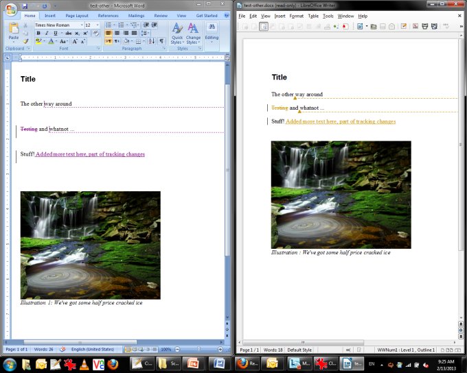 Side by side comparison