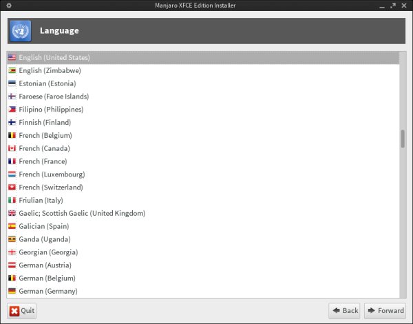 Installation language