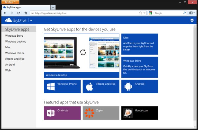 SkyDrive apps & devices