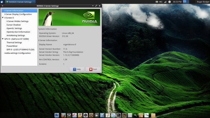 Nice desktop, with Nvidia settings panel