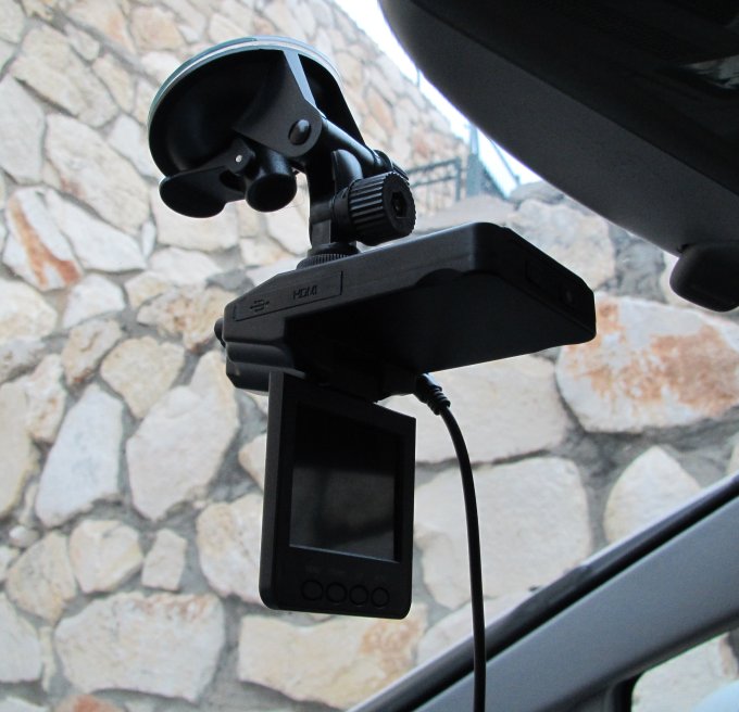 Mounted on windshield