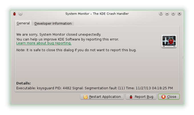 Ksysguard crash