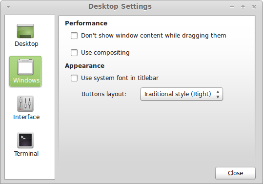 Desktop settings