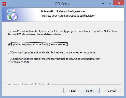 Updates during the setup