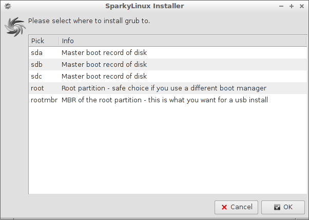 GRUB, no option not to install
