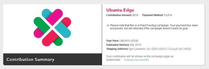 Ubuntu Edge pledge