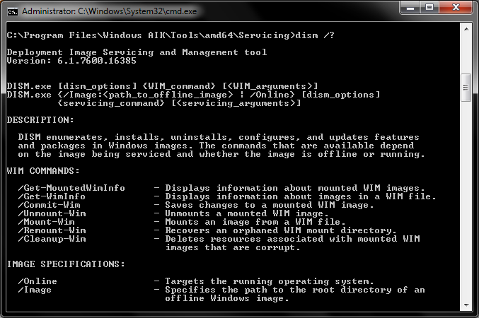 DISM options