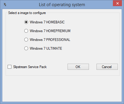 Choose version & slipstream