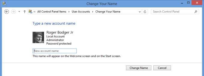 Change account name, again