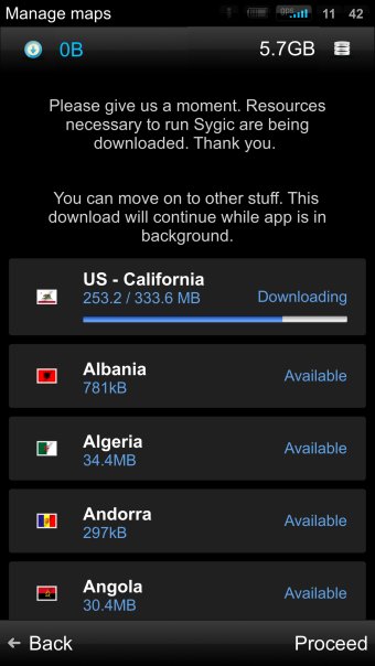 Sygic downloading map