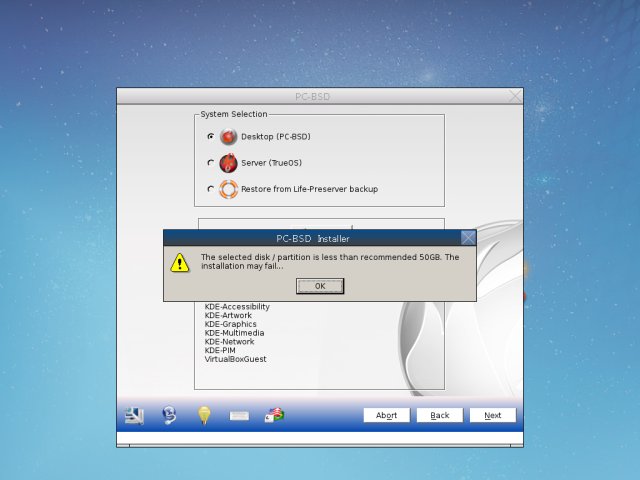 Less than 50GB warning