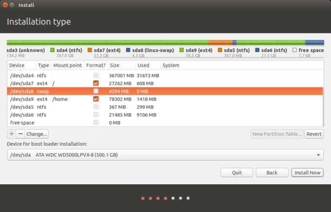 Final partitions layout