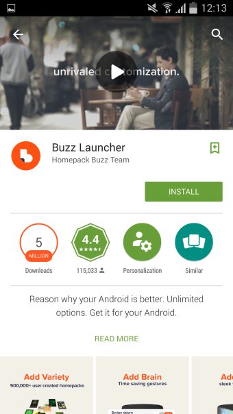 Buzz Launcher, install 1