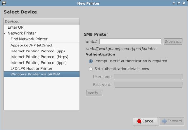 No Samba printer