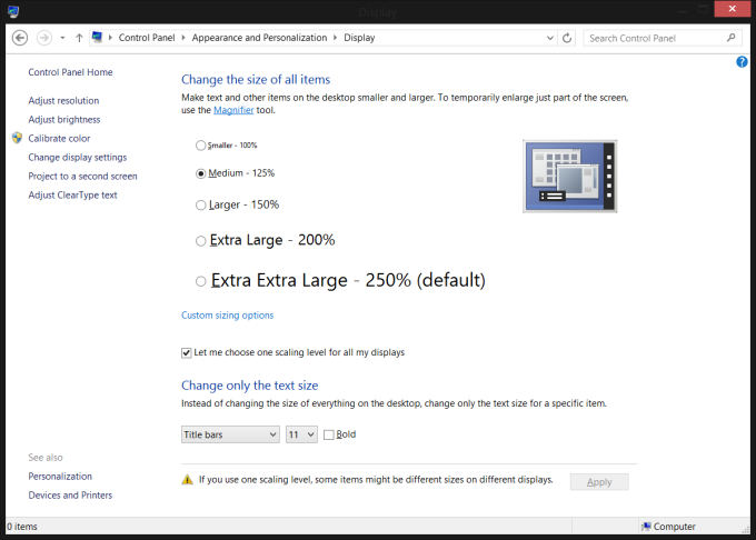 Changed scaling, DPI