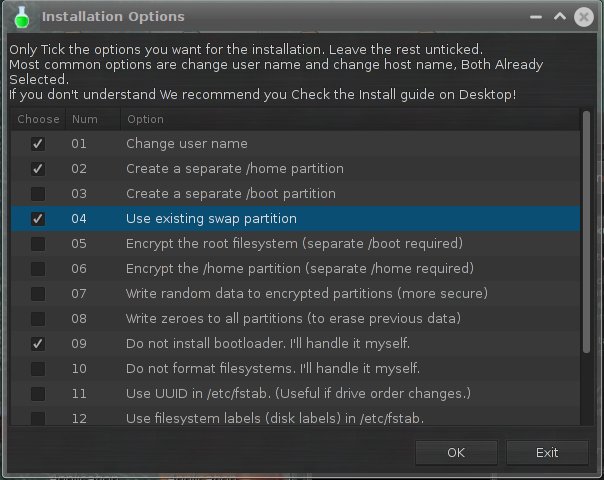 Install options