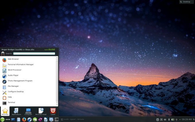 Nice desktop, with menu