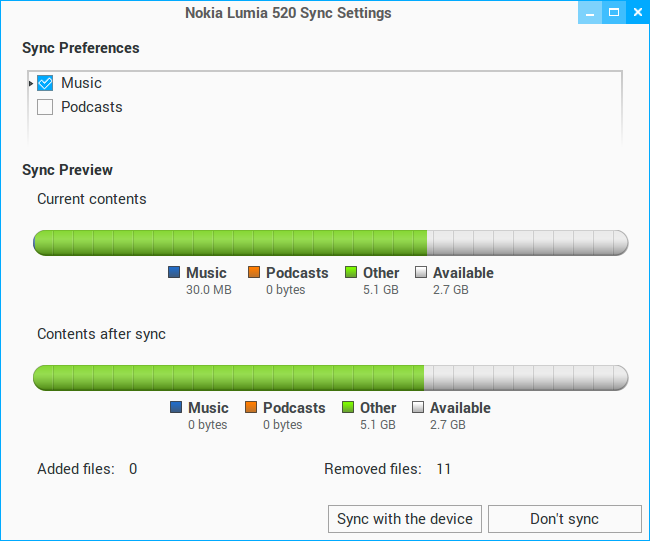 Sync preferences