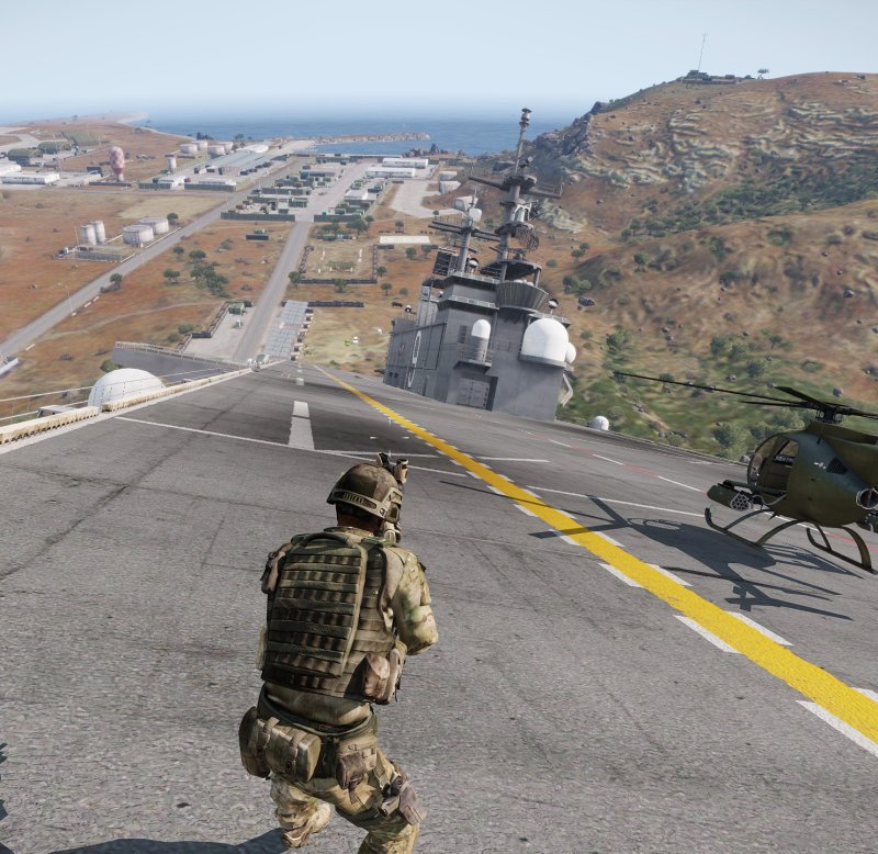 Helo landed on the angled aicraft carrier