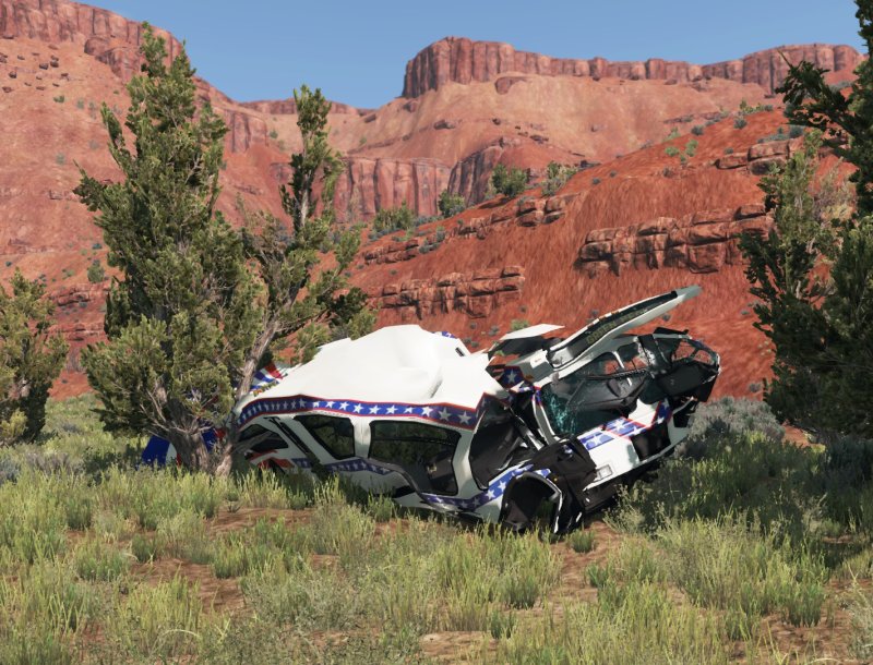 Bus, crushed chassis