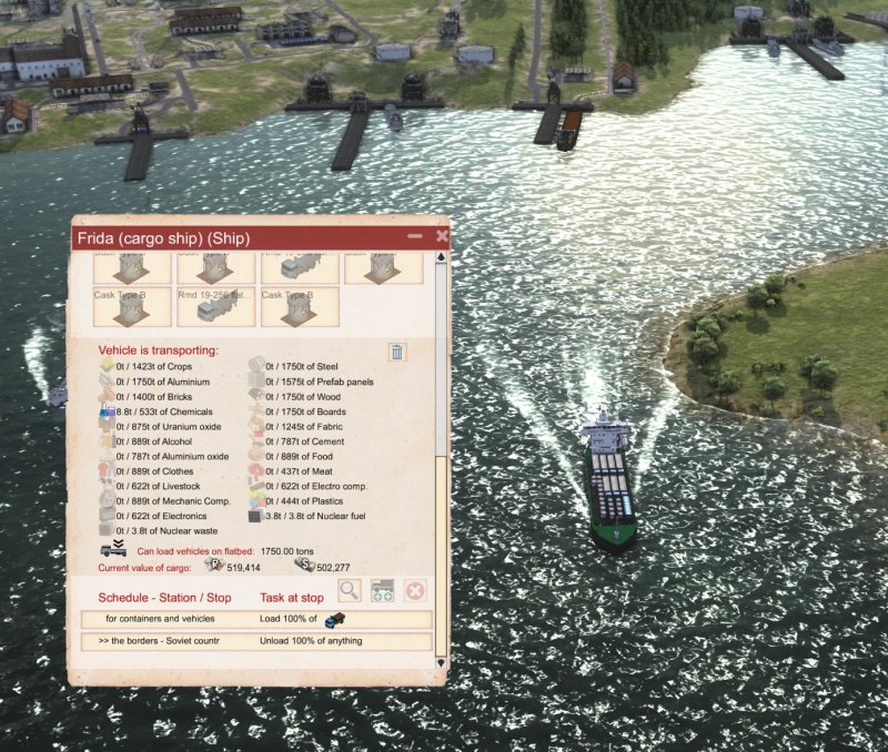 Ship carrying containers