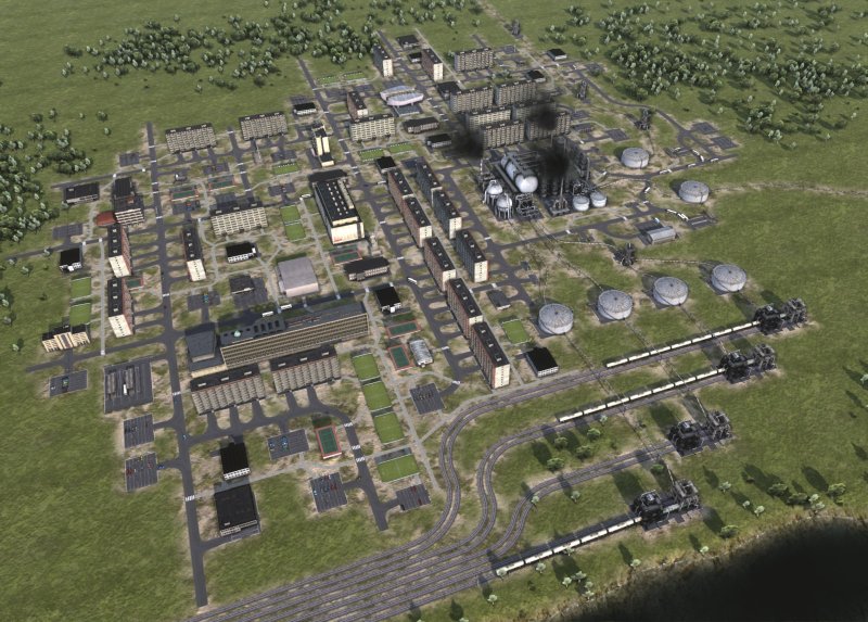 City 2, oil industry zone, bird view