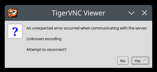 VNC crash