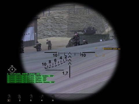 Aiming at enemy soldiers with SVD