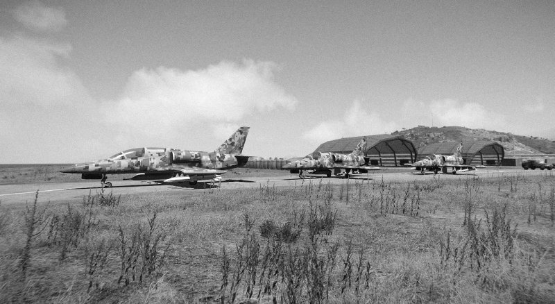 Airplanes, taxiing, b&w
