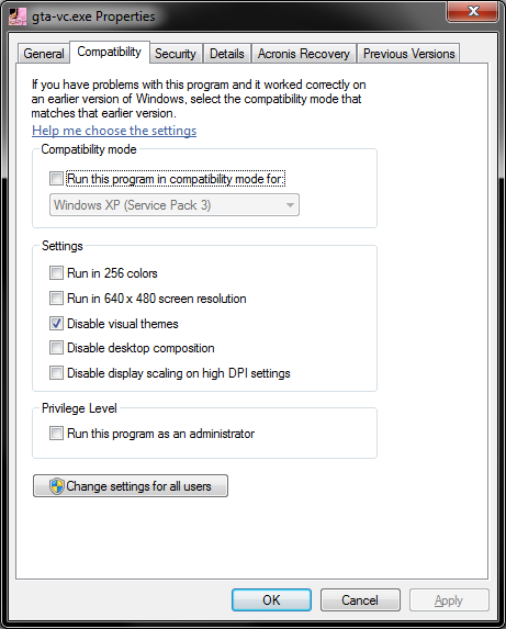 Disable visual theme