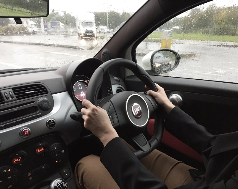 Driving, waiting in traffic